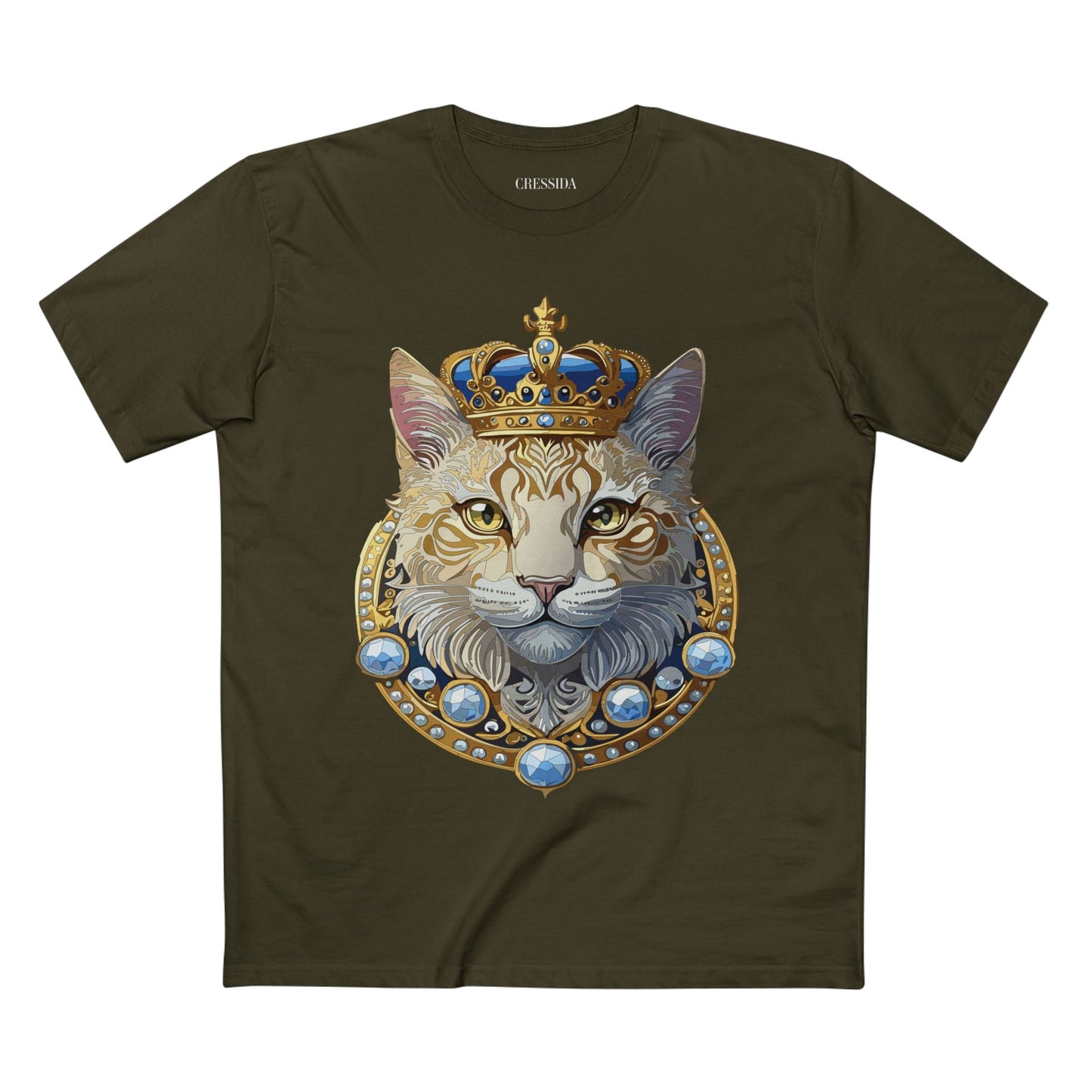 Cat Graphic Unisex 100 Cotton Tee With Unique Animal Golden Medallion Art Design 14