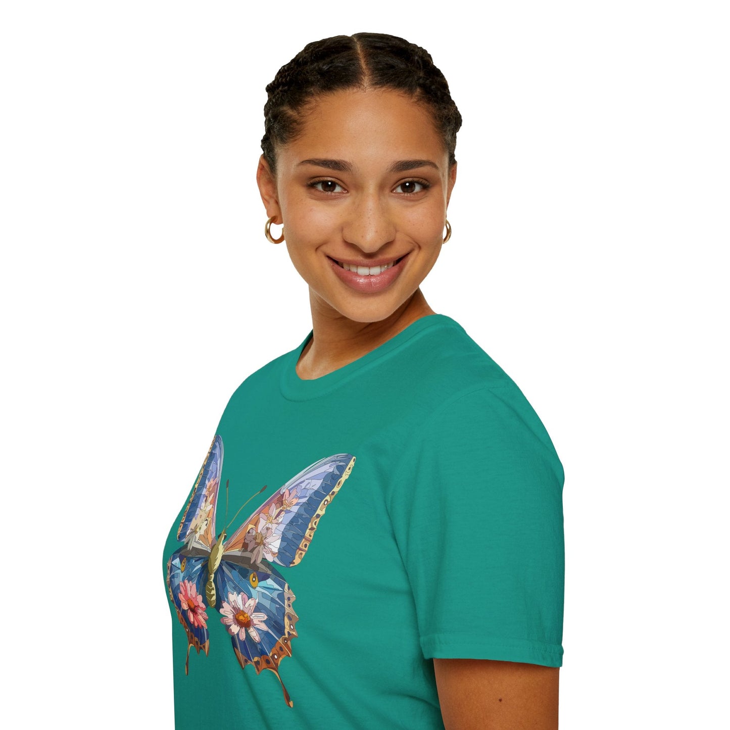 Butterfly T Shirt Unisex Softstyle 64000 Gildan Monarch Design 100 Percent Ring Spun Cotton Tee