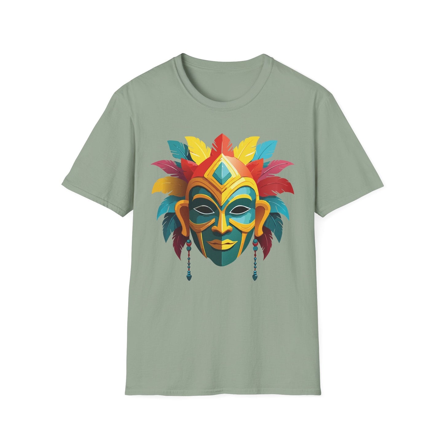 Unisex Mask Tee Shirt Gildan Softstyle 64000 Cotton Masquerade Design For Everyday Wear