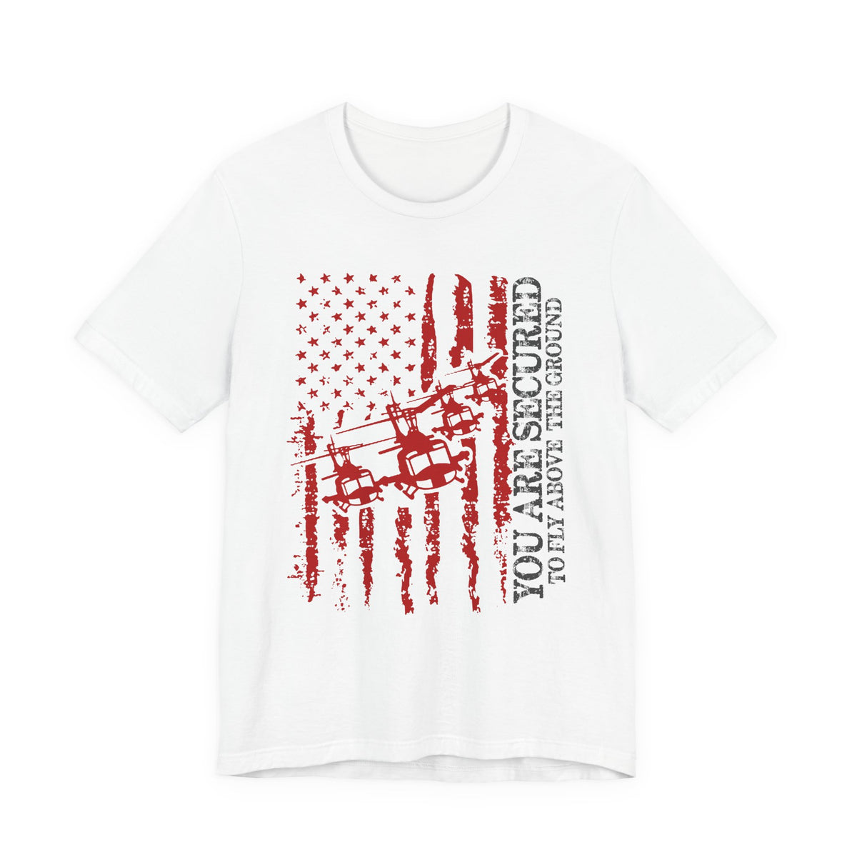 You Are Secured Flag design Tee Military Helicopter Red Distressed USA Unisex Cotton T-Shirt v2