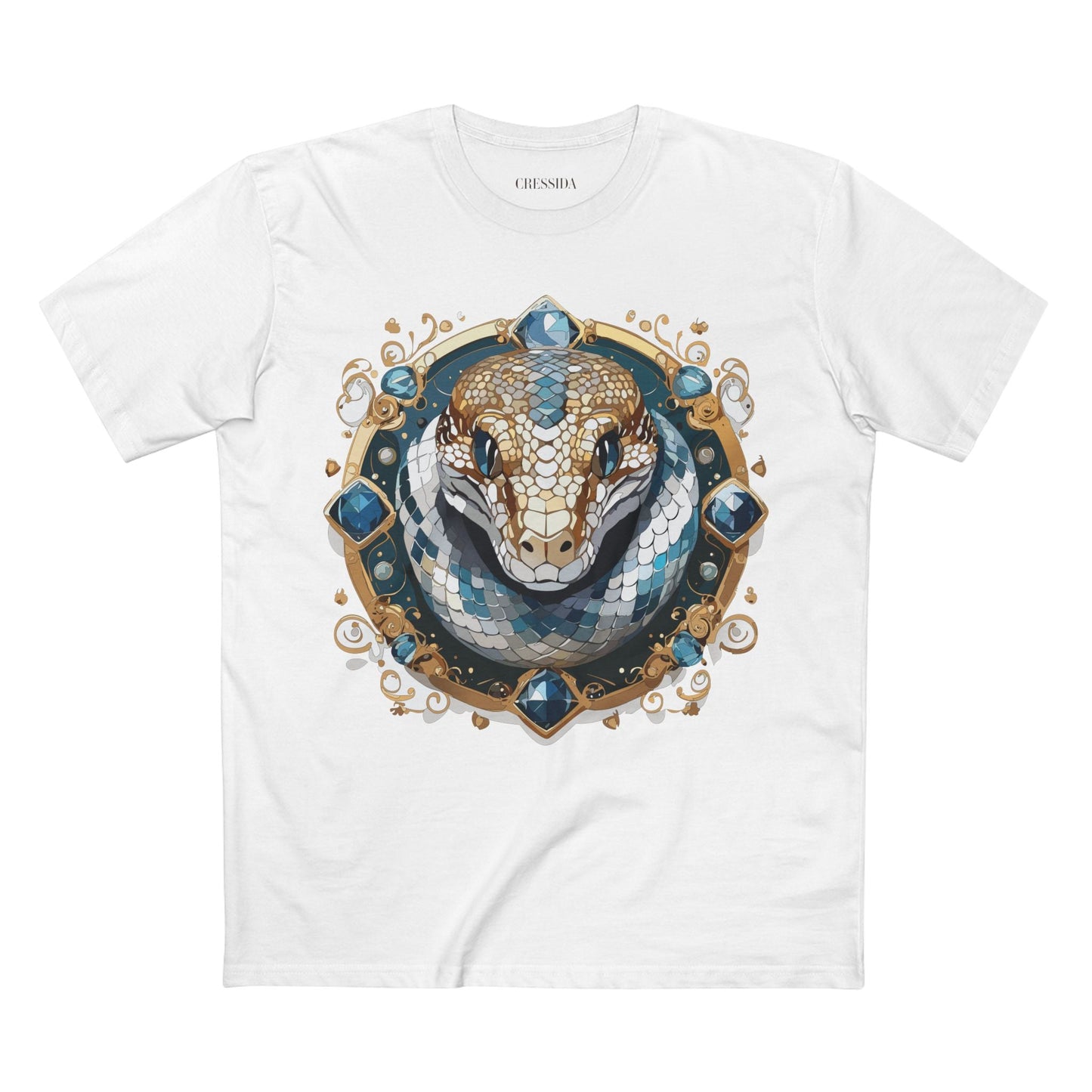 Snake Graphic Unisex 100 Cotton Tee With Unique Animal Golden Medallion Art Design 42