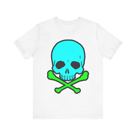 Blue Skull Graphic Design Tee, Skull Shirt, Vintage Tees, Art Design T-Shirt, Vintage Graphic Tee, Art Shirts with Skulls