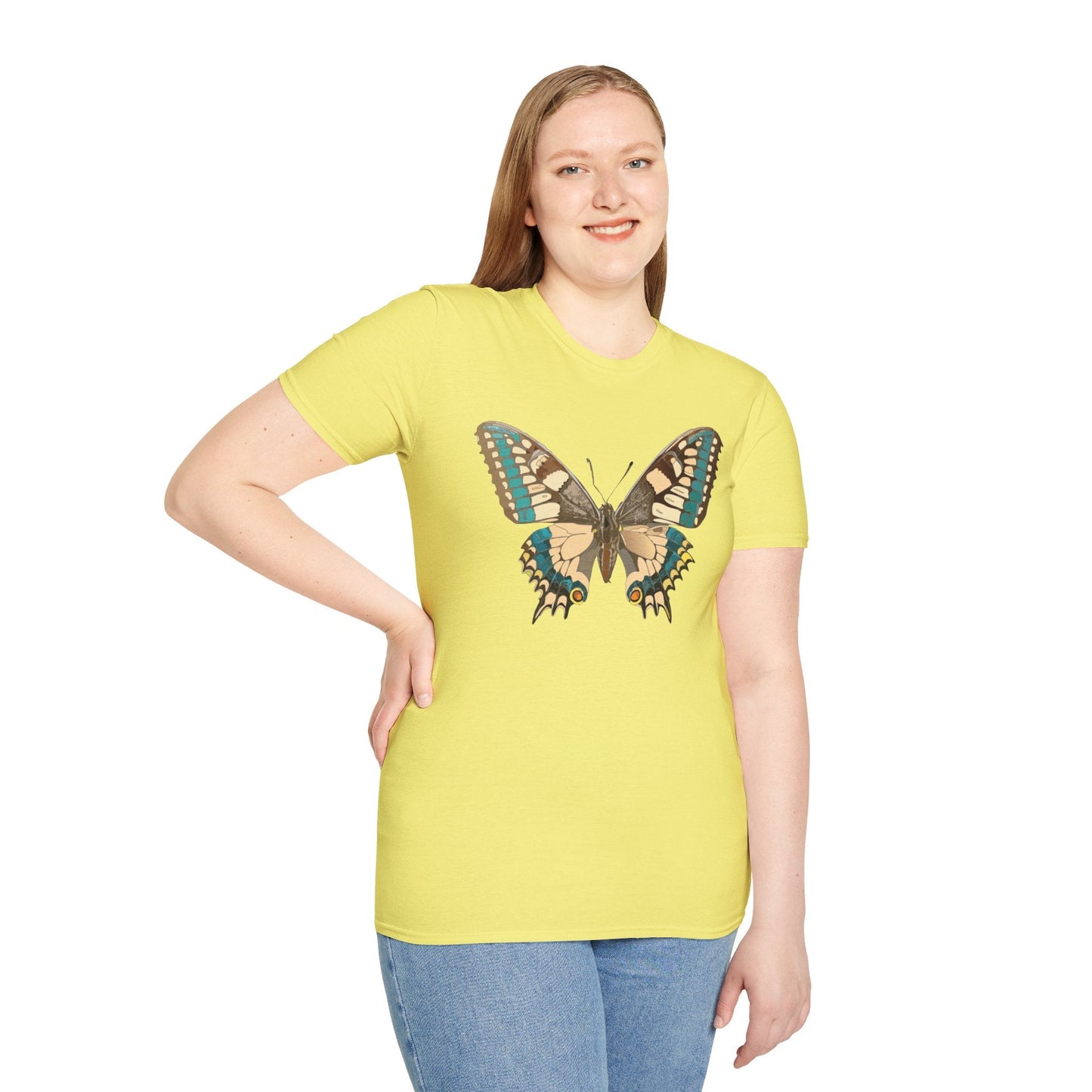 Unisex Butterfly T Shirt Softstyle 64000 Ring Spun Cotton Lightweight Tee Breathable Everyday Comfort