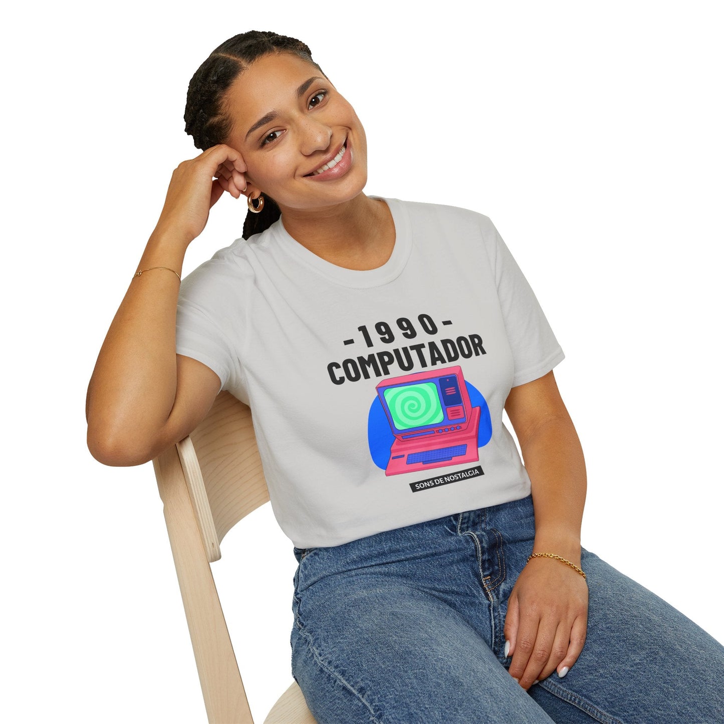 1990 Computador Retro T-Shirt Unisex Cotton Vintage Computer Graphic Tee