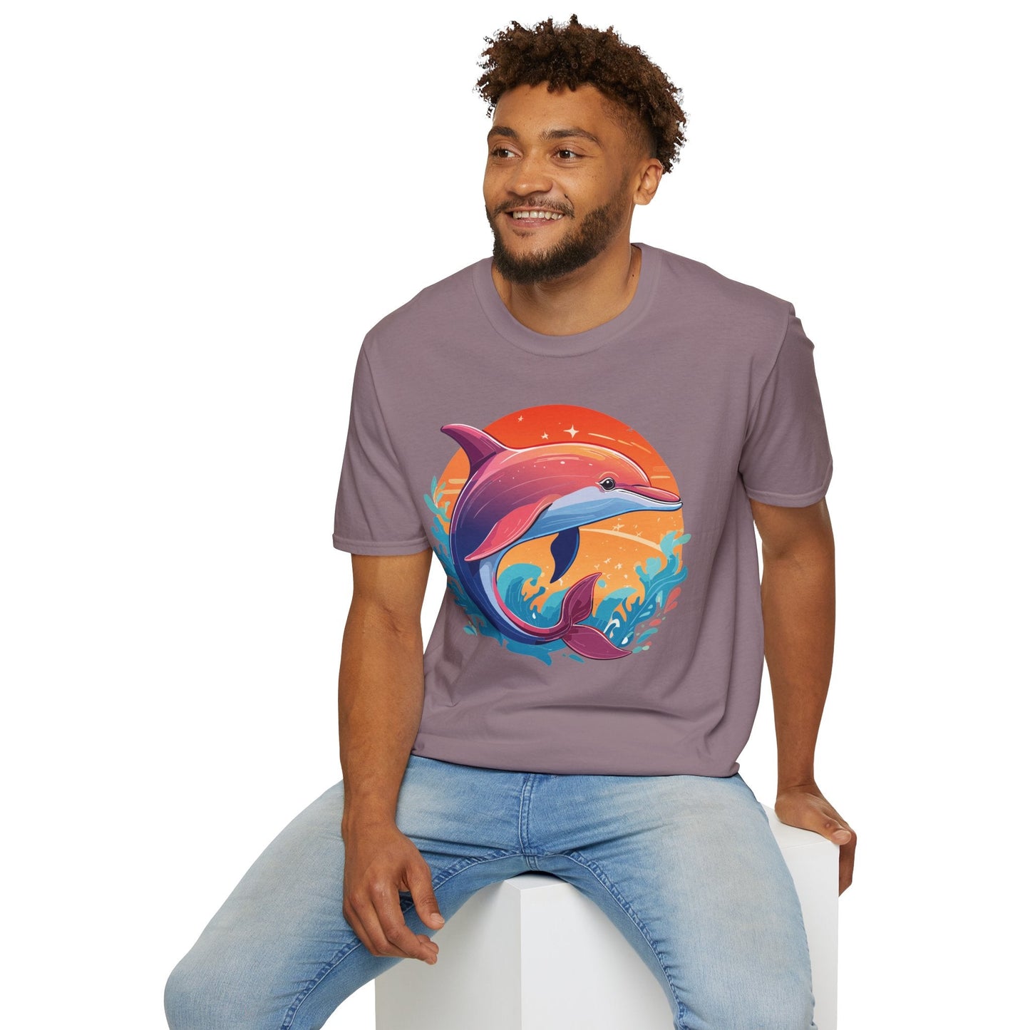 Dolphin Shirt Unisex Tee 100 Percent Ring Spun Cotton Softstyle Gildan 64000 Comfort Fit