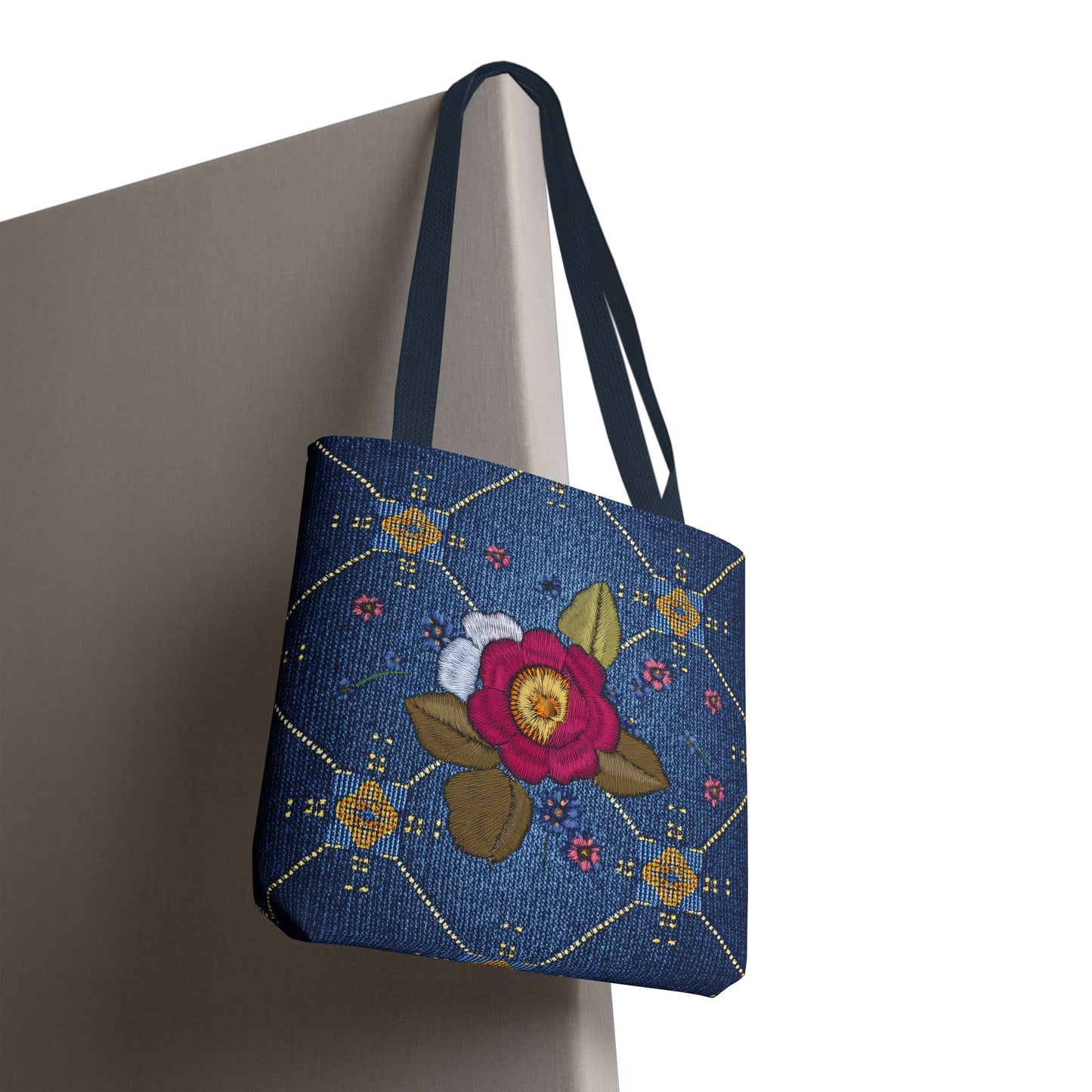 Denim Fabric Imitation Print Unisex Canvas Bag Poly Spun 3 Sizes Tote Bag 159-2