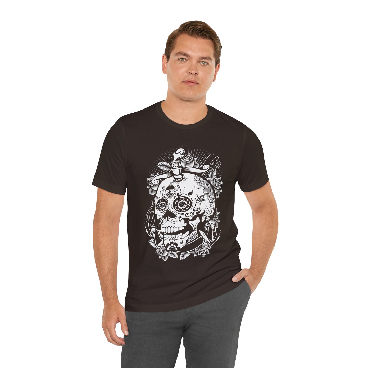 Unisex Cotton Tee Shirt with Skull