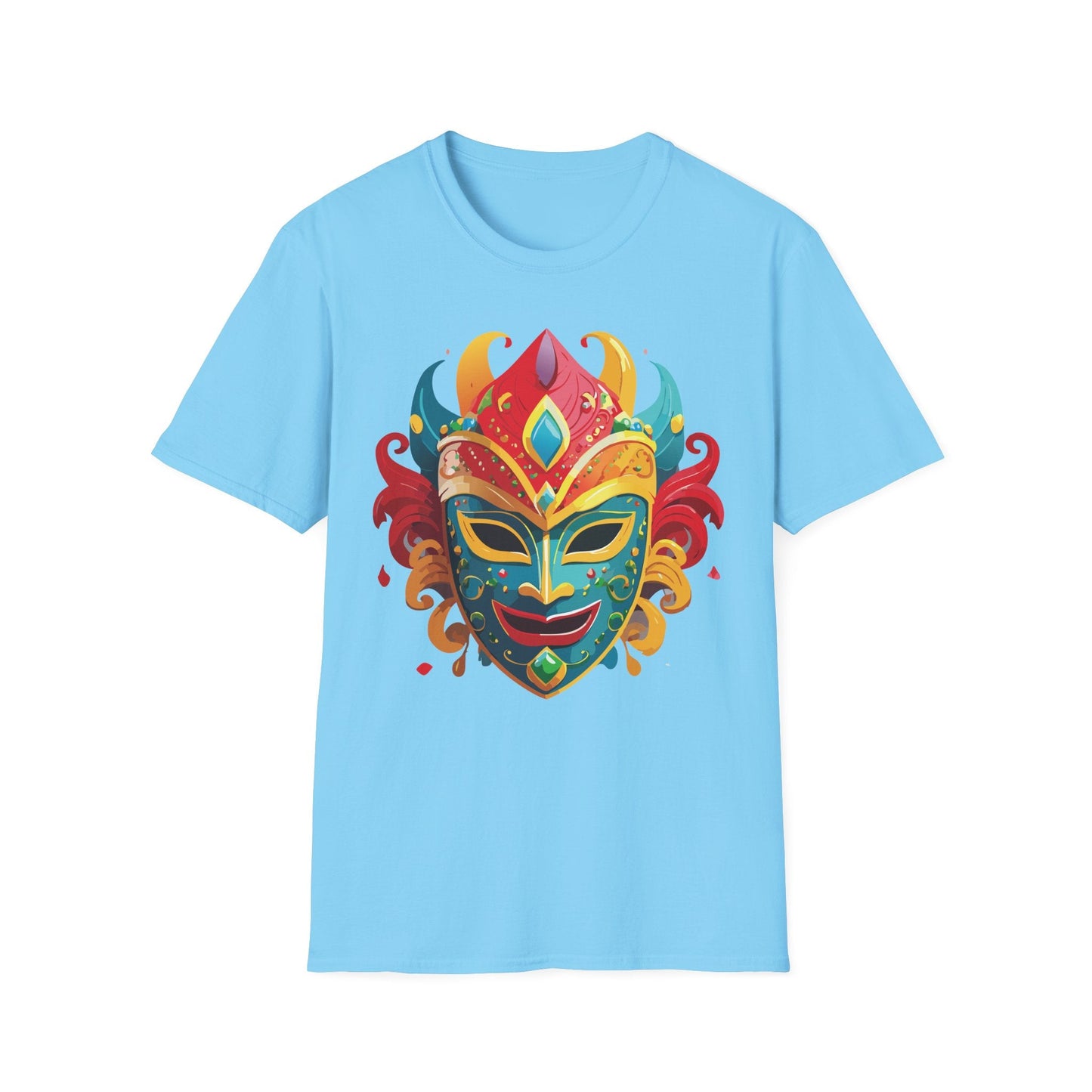 Unisex Mask Tee Shirt Gildan Softstyle 64000 Ring Spun Cotton Breathable Masquerade Design