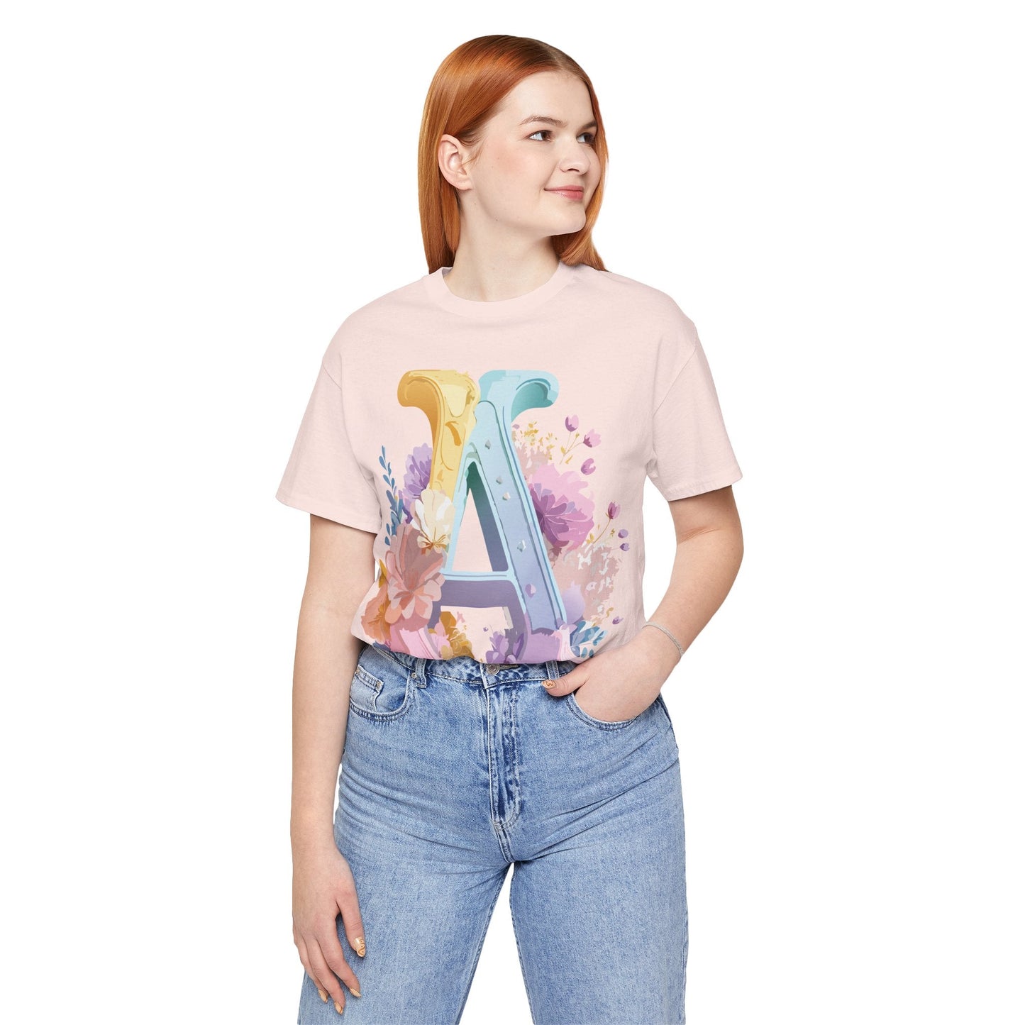 Letter A Graphic Tee Unisex Short Sleeve Shirt Vintage Inspired Artwork By Adelpha
