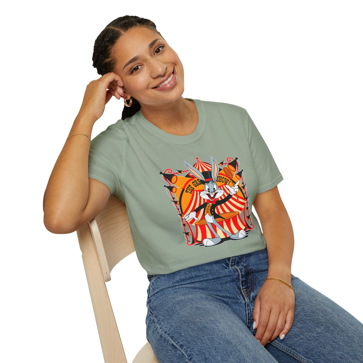 Cartoon Bunny Graphic Unisex Cotton Animal Animation Artwork Design Tee 43