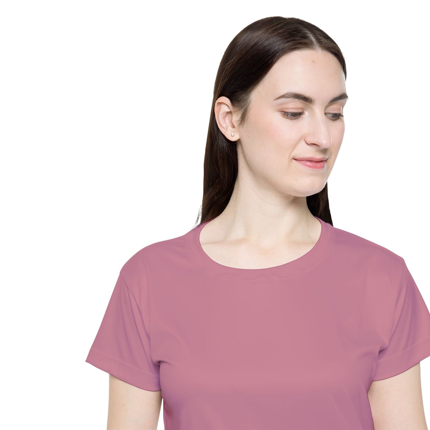 Old Rose Women's Sports Jersey Short Sleeves 100% Poly Solid Rose Mauve Color Print Athletic Tee