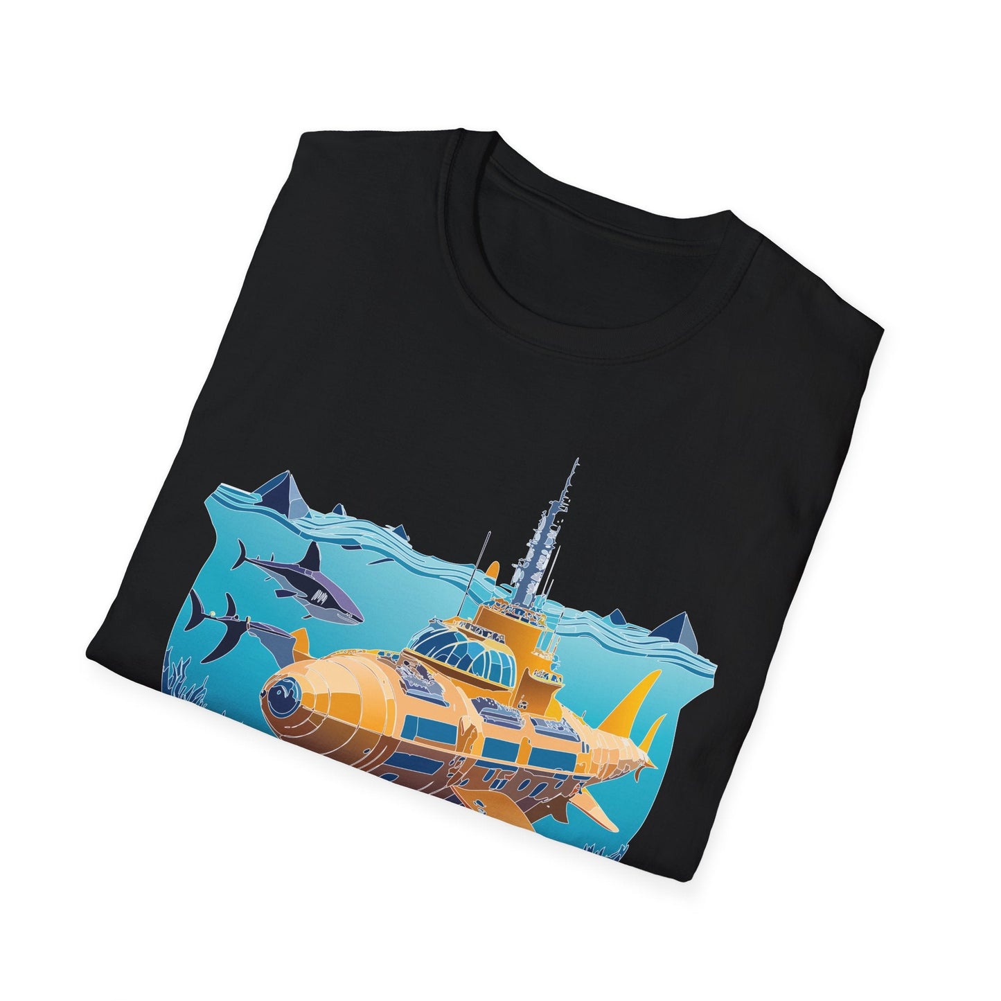 Ocean Tee Shirt Unisex Gildan Softstyle 64000 Ocean Theme Tee With U Boat Design