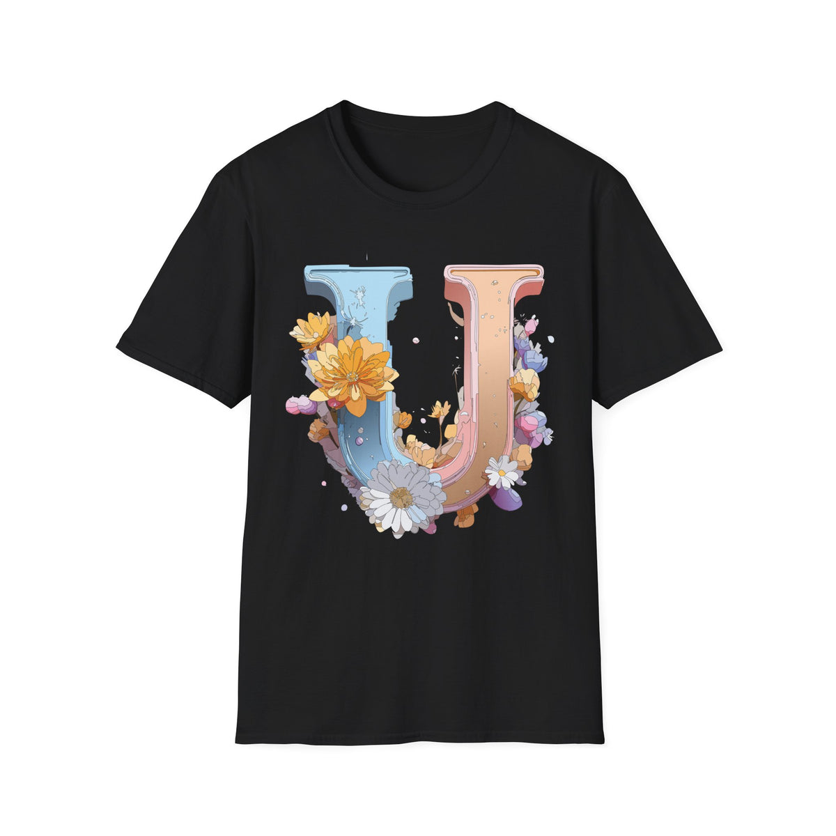 Floral Letter U T-Shirt | Botanical Monogram Tee