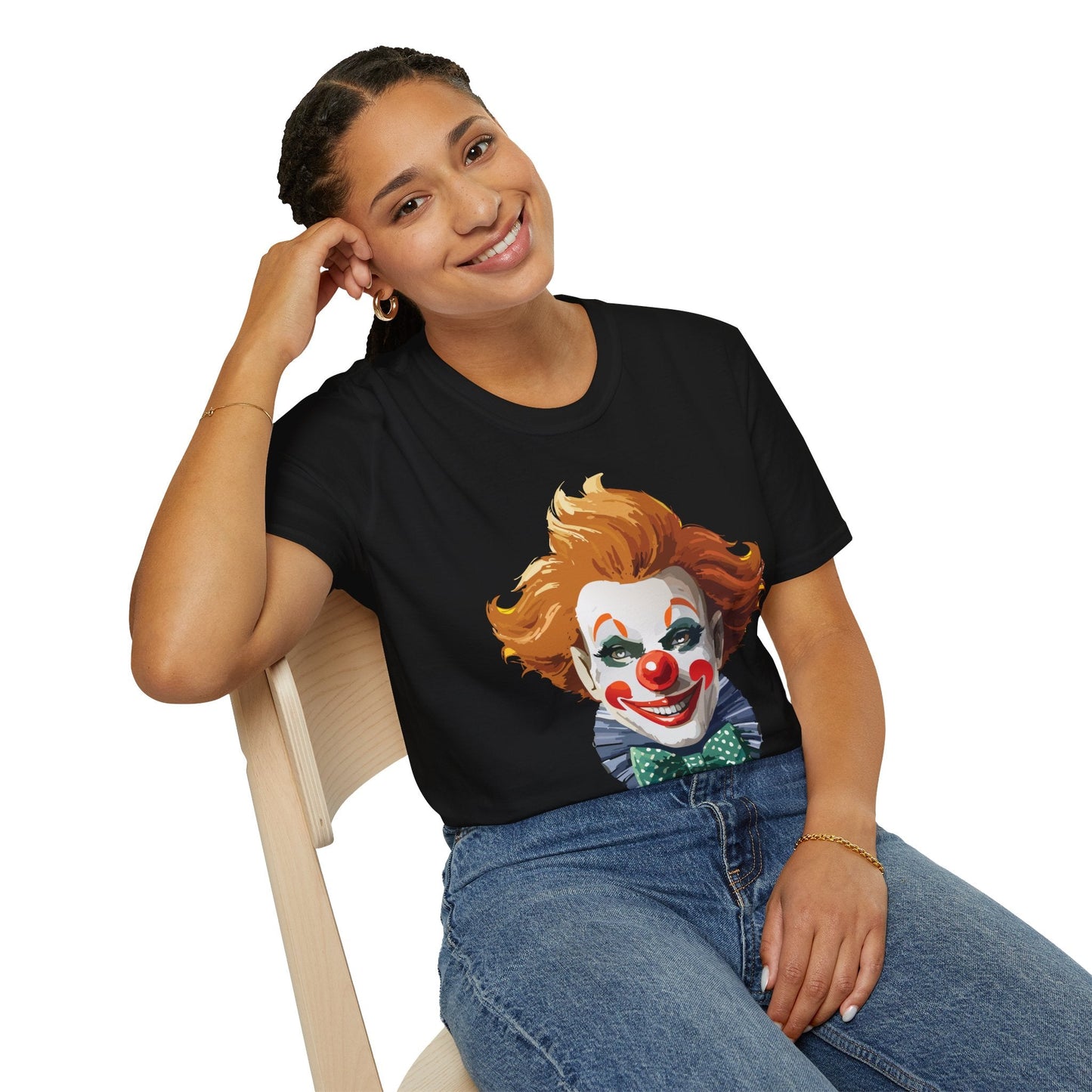 Clown Theme T Shirt Funny Man Circus Scary Man Unisex Gildan Softstyle Graphic Tee Everyday Wear