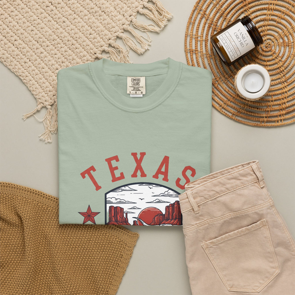 Texas State State Travel Tourist Graphic Tee Unisex 100 Cotton Comfort Colors T-Shirt
