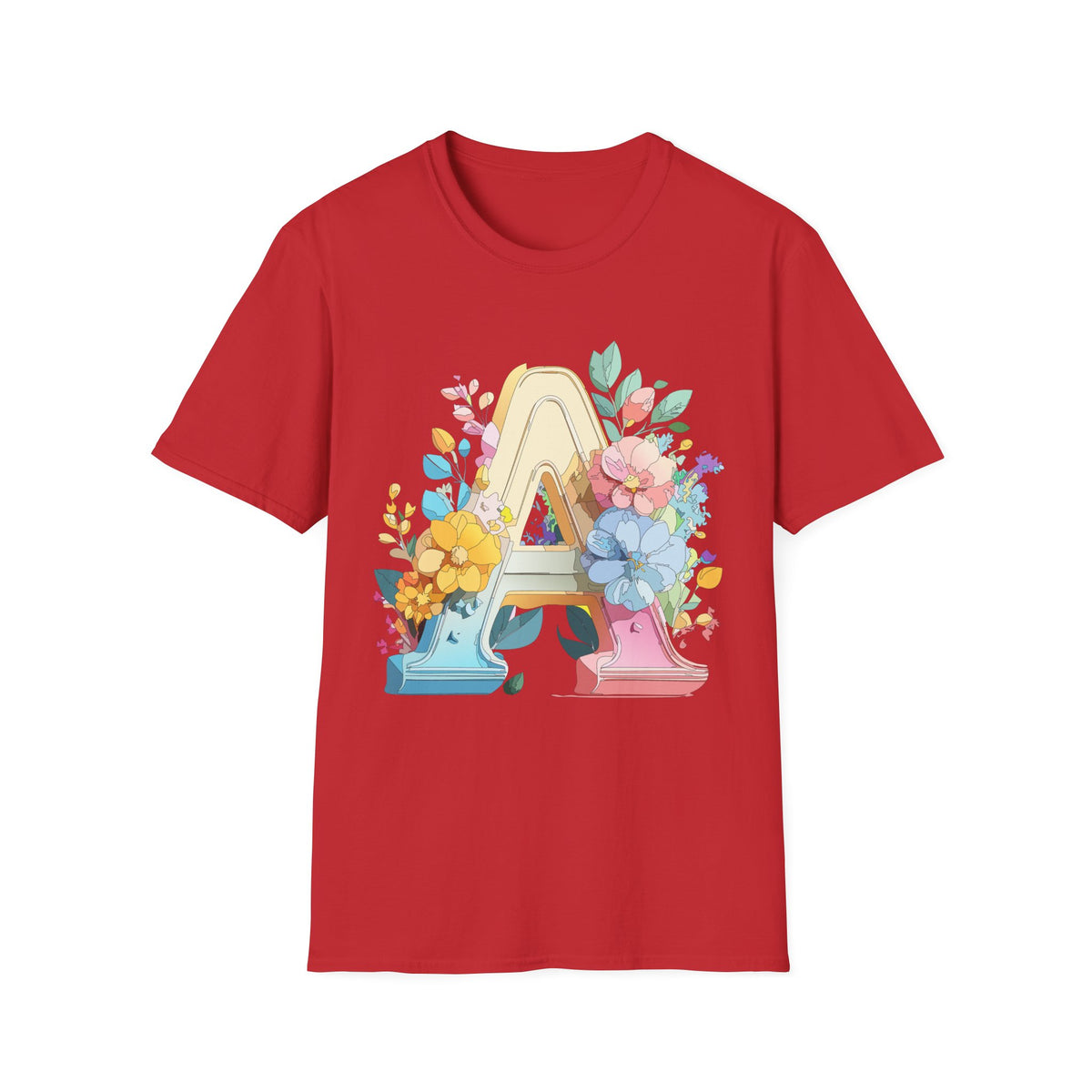 Floral Letter A Monogram T-Shirt | Botanical Initial Tee
