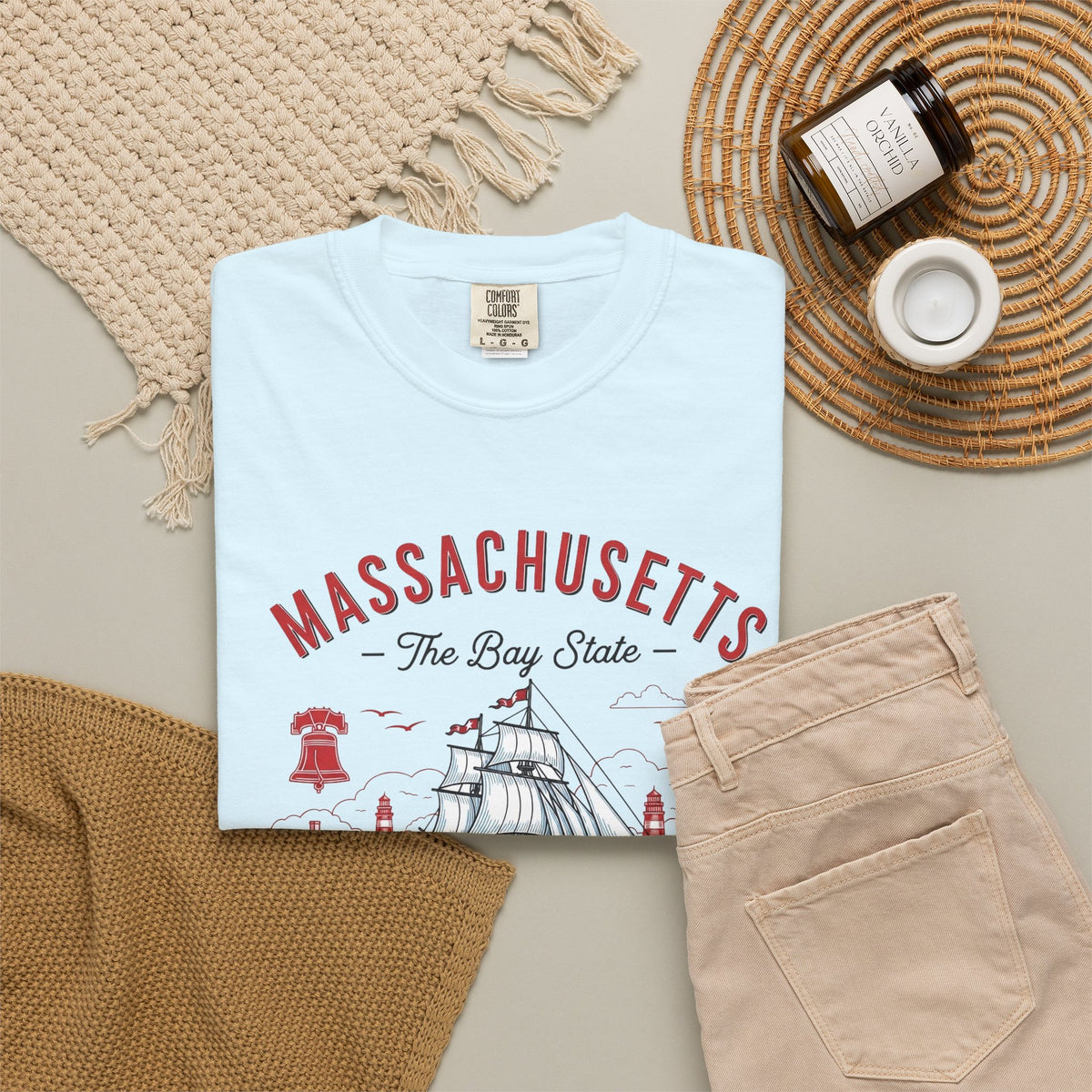Massachusetts State Vintage Travel Tourist Graphic Tee Unisex 100 Cotton Comfort Colors T-Shirt