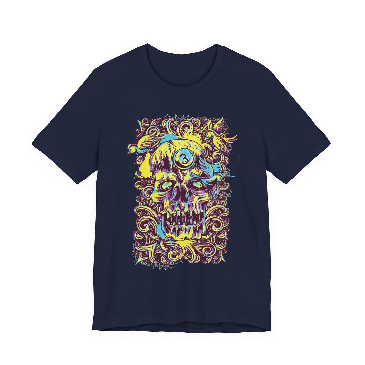 Colorful Skull Illustration Graphic Unisex Cotton T-Shirt r41