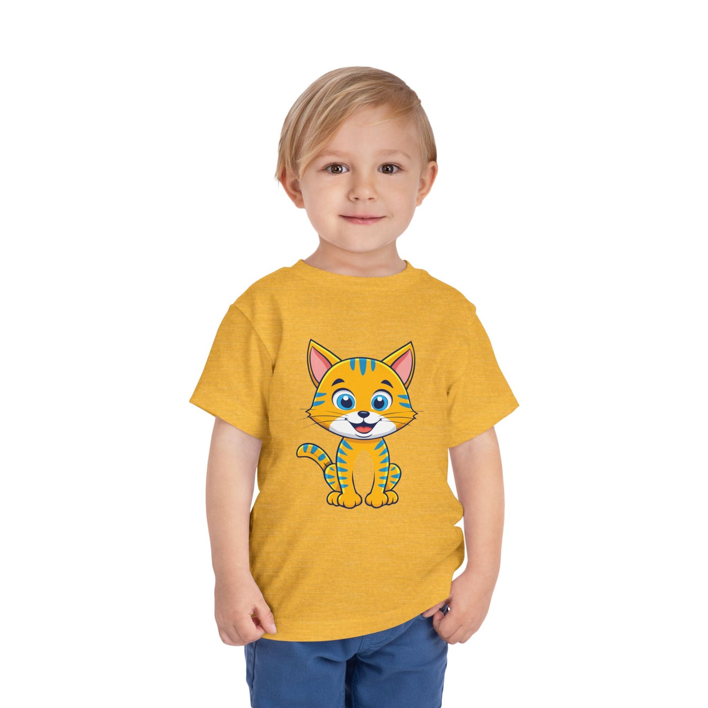 Bonita camiseta de manga corta para niños pequeños con gato: adorable camiseta con gráfico de gatito para niños (2 a 5 años)