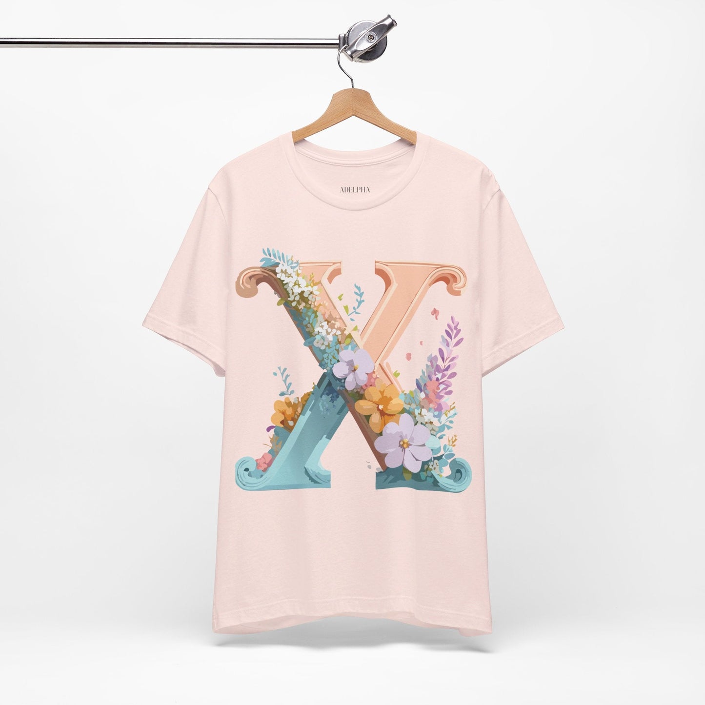 Letter X Shirt Unisex Jersey Graphic Tee By Adelpha With Vintage Inspired Artwork Short Sleeve