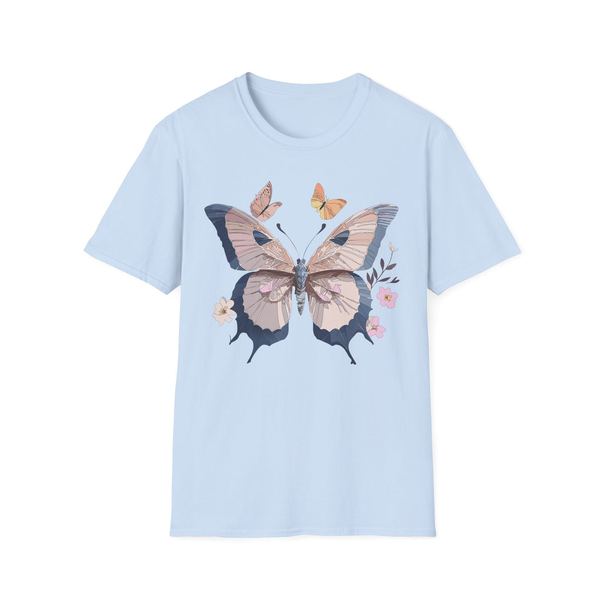 Pastel Butterfly Floral Wings Graphic Design Unisex 100 Cotton Gildan T-Shirt