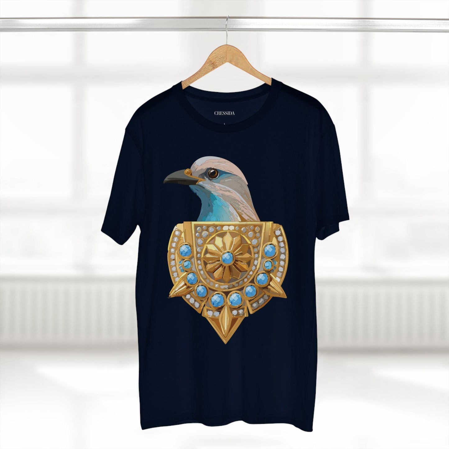 Bird Graphic Unisex 100 Cotton Tee With Unique Animal Golden Medallion Art Design 16