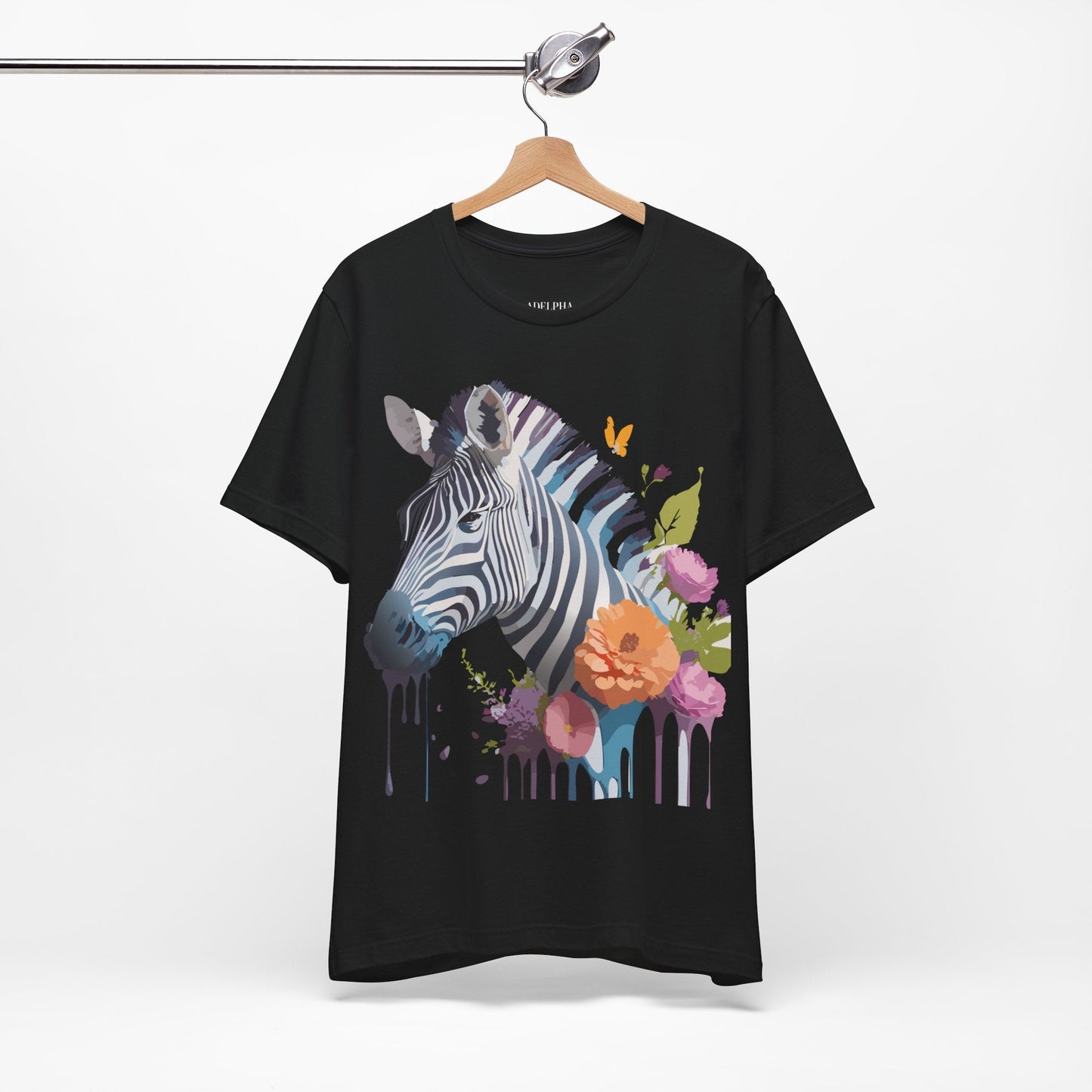 Unisex Zebra Graphic Tee Featuring Adelpha Artwork Vintage Inspired Short Sleeve Shirt