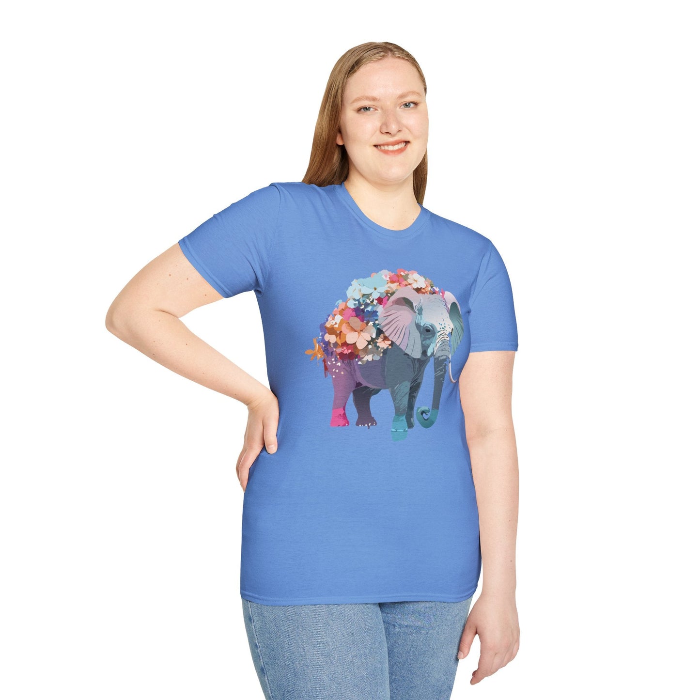 Elephant T Shirt Unisex Softstyle Tee 100 Percent Ring Spun Cotton Animal Design