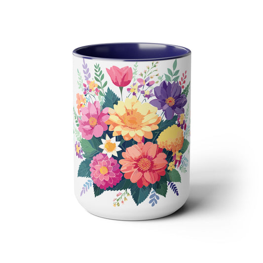 Two-Tone Coffee Mug with flowers