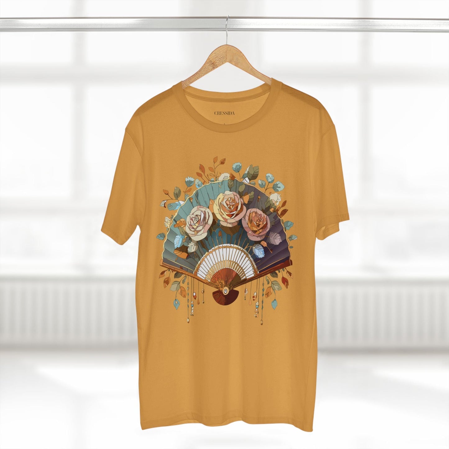 Antique Fan Graphic Design T-Shirt Unisex 100 Cotton Floral Carnival Artwork Tee 5