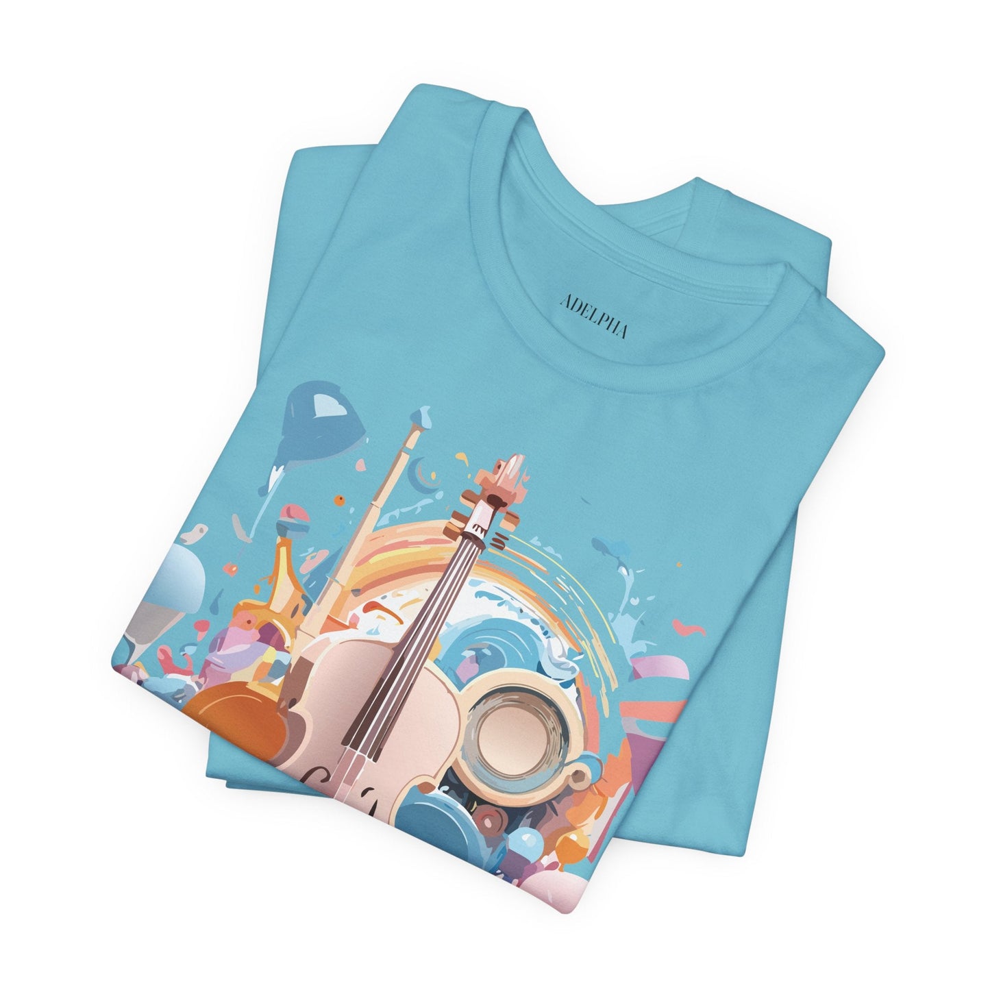 Music Graphic Unisex 100 Cotton Vintage Art with Musical Elements Tee 80