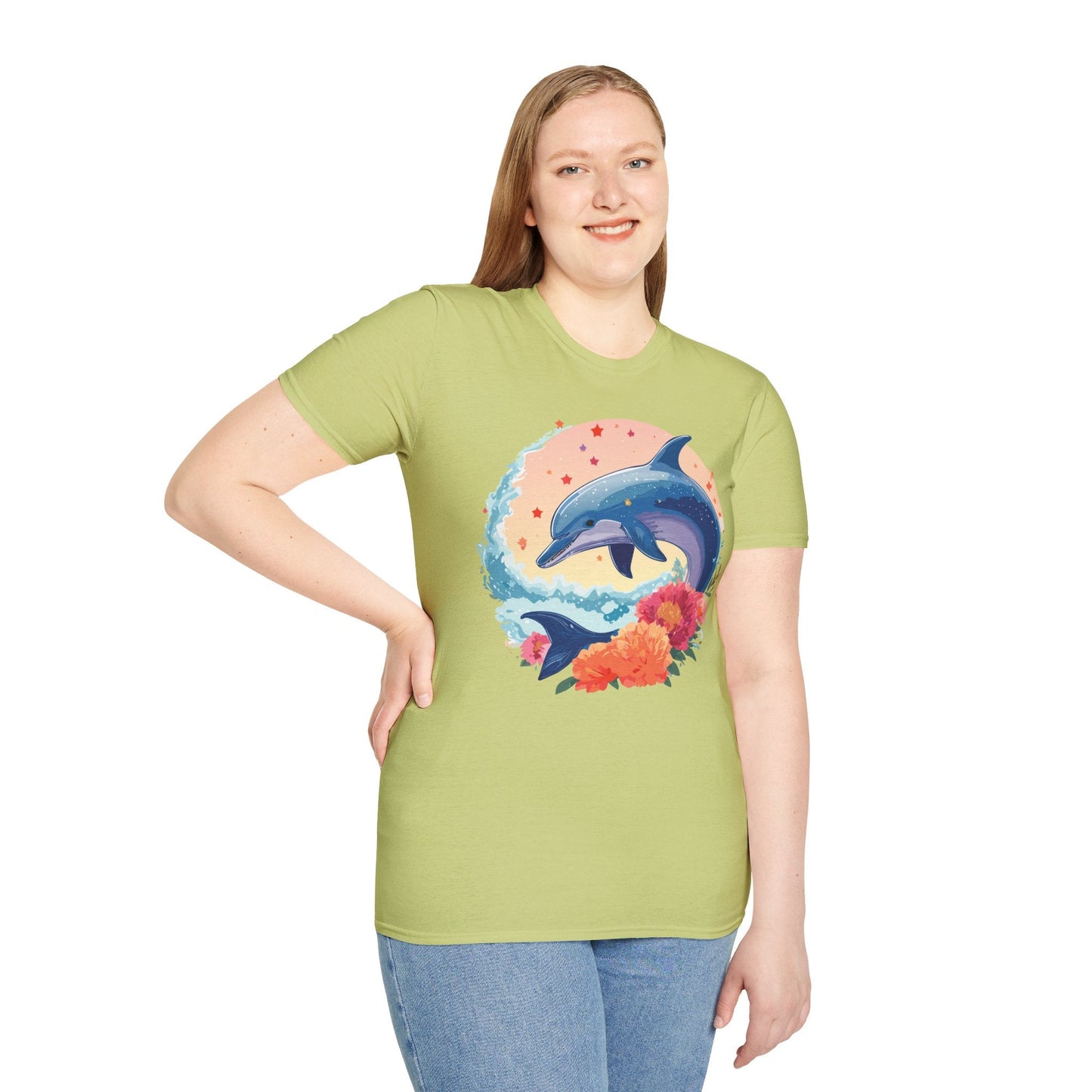 Dolphin Shirts Unisex Tee 100 Percent Ring Spun Cotton Gildan Softstyle 64000 For Everyday Comfort