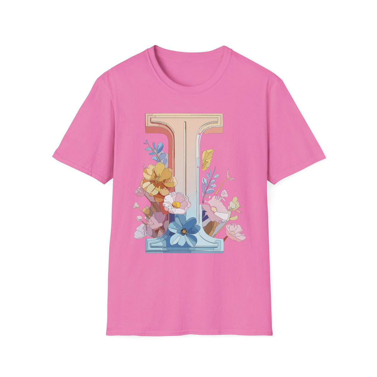 Floral Letter I T-Shirt | Monogram Initial Tee