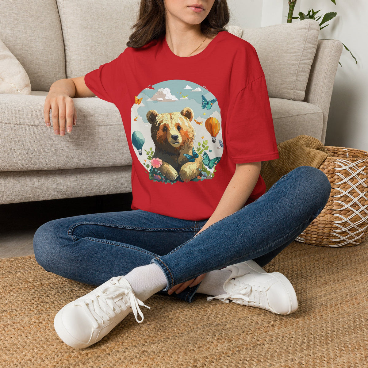 Cute Teddy Bear Balloon Garden Graphic Tee Unisex 100 Cotton Gildan T-Shirt