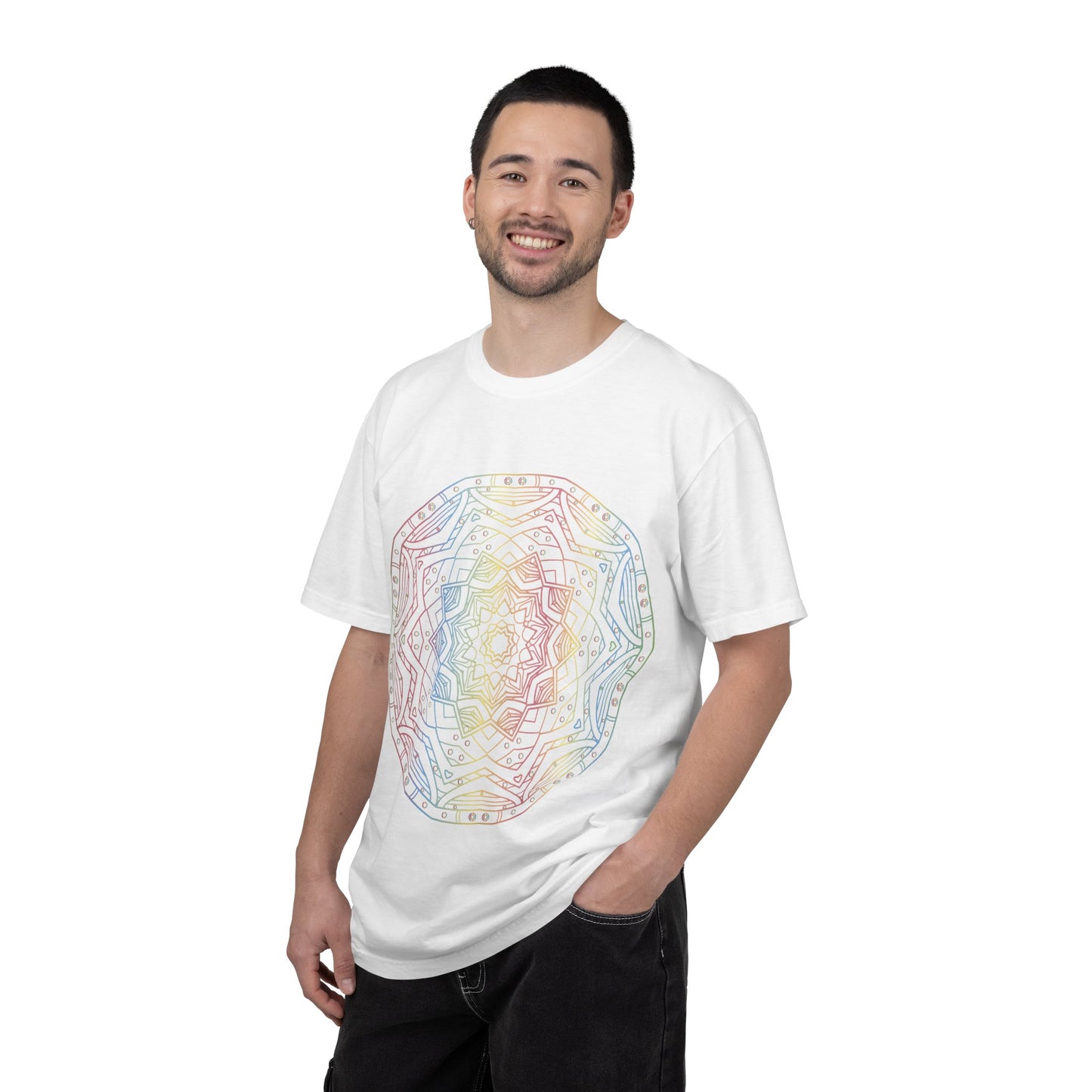 Unisex Garment Dyed Cotton T-Shirt with Mandala Graphic Design