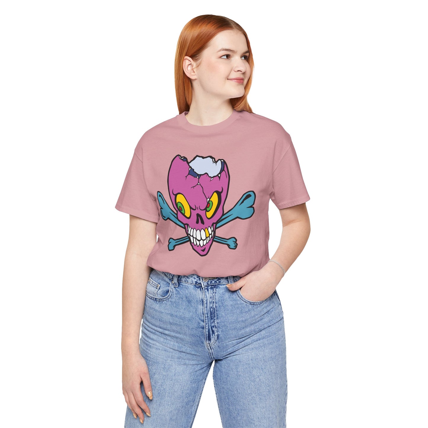 Purple Skull Graphic Design Tee, Skull Shirt, Vintage Tees, Art Design T-Shirt, Vintage Graphic Tee, Art Shirts with Skulls 5