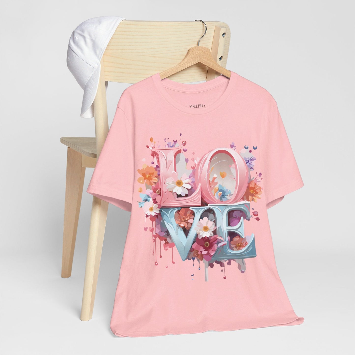 Valentine Day Graphic Unisex 100 Cotton Vintage Artwork with Love and Flower Design Tee 45
