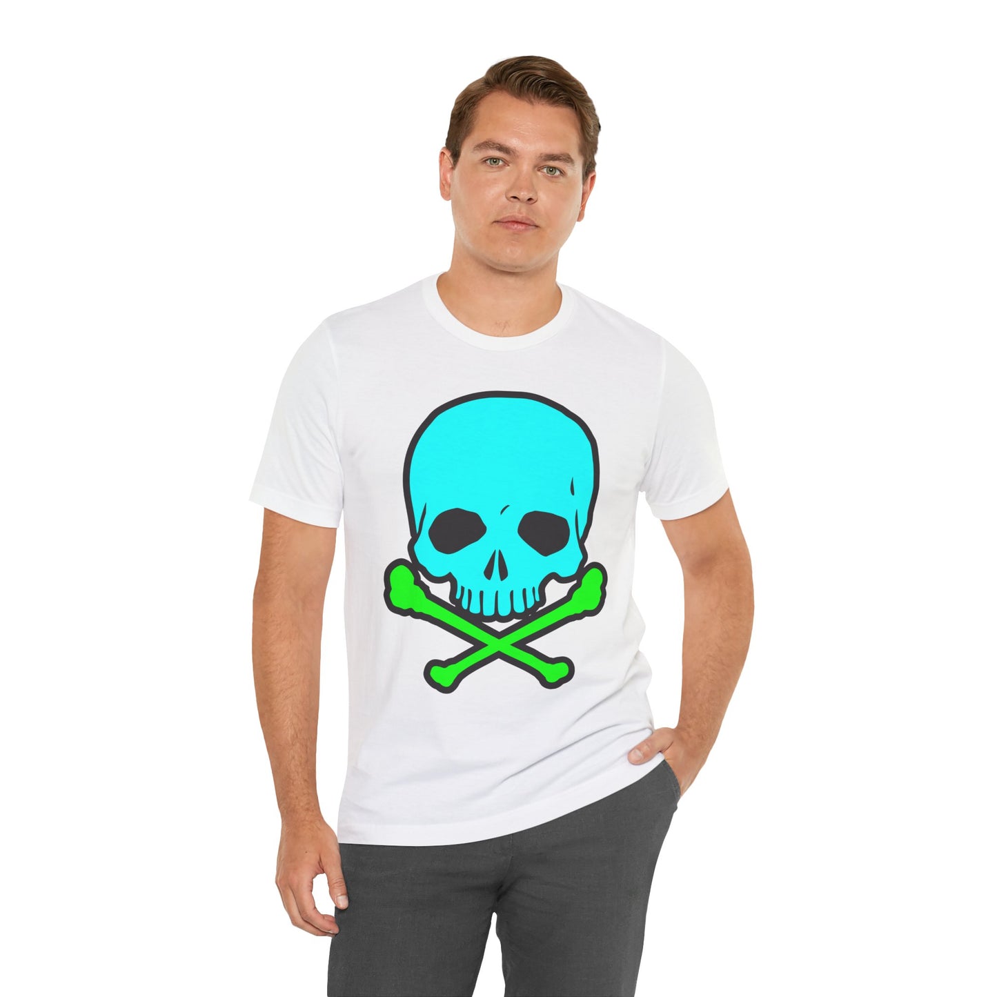 Blue Skull Graphic Design Tee, Skull Shirt, Vintage Tees, Art Design T-Shirt, Vintage Graphic Tee, Art Shirts with Skulls