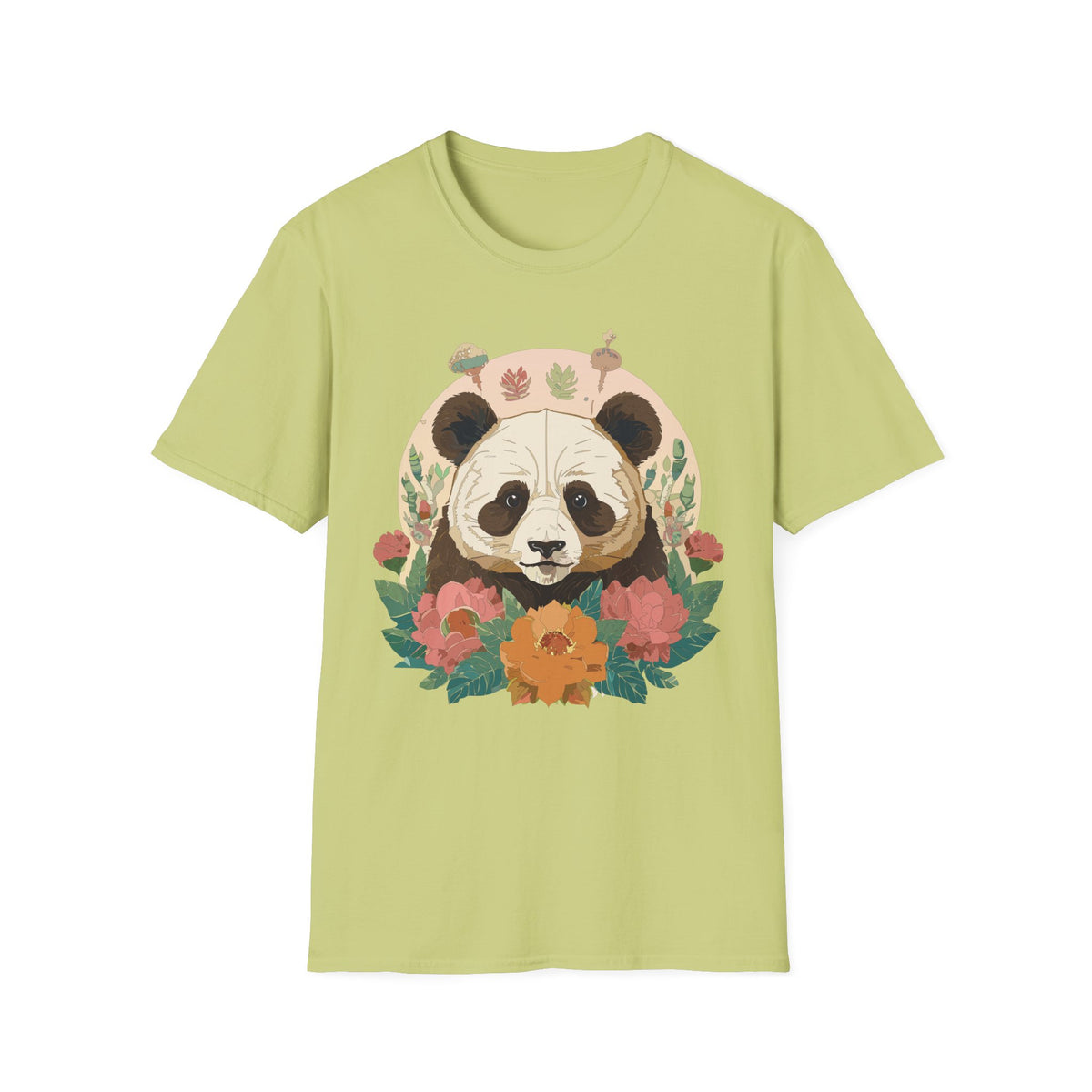 Floral Panda Illustration T-Shirt | Cute Botanical Bear Tee