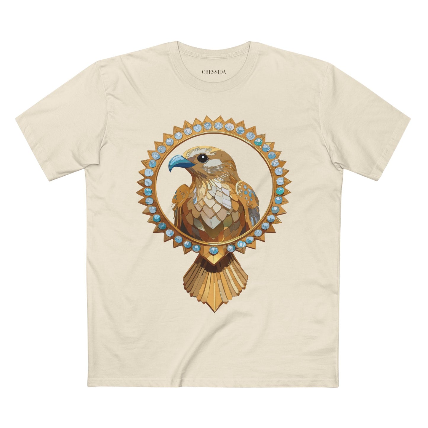 Bird Graphic Unisex 100 Cotton Tee With Unique Animal Golden Medallion Art Design 18
