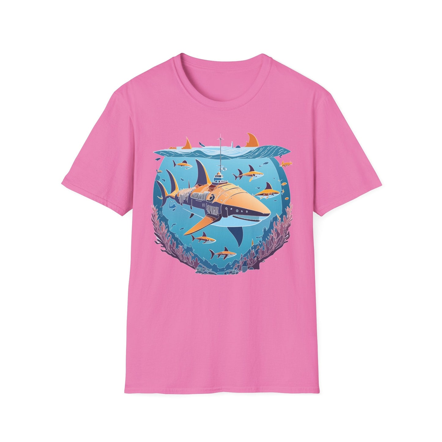 Ocean Tee Shirt Unisex Softstyle Cotton Tee 4.5 Oz Lightweight U Boat Theme Design