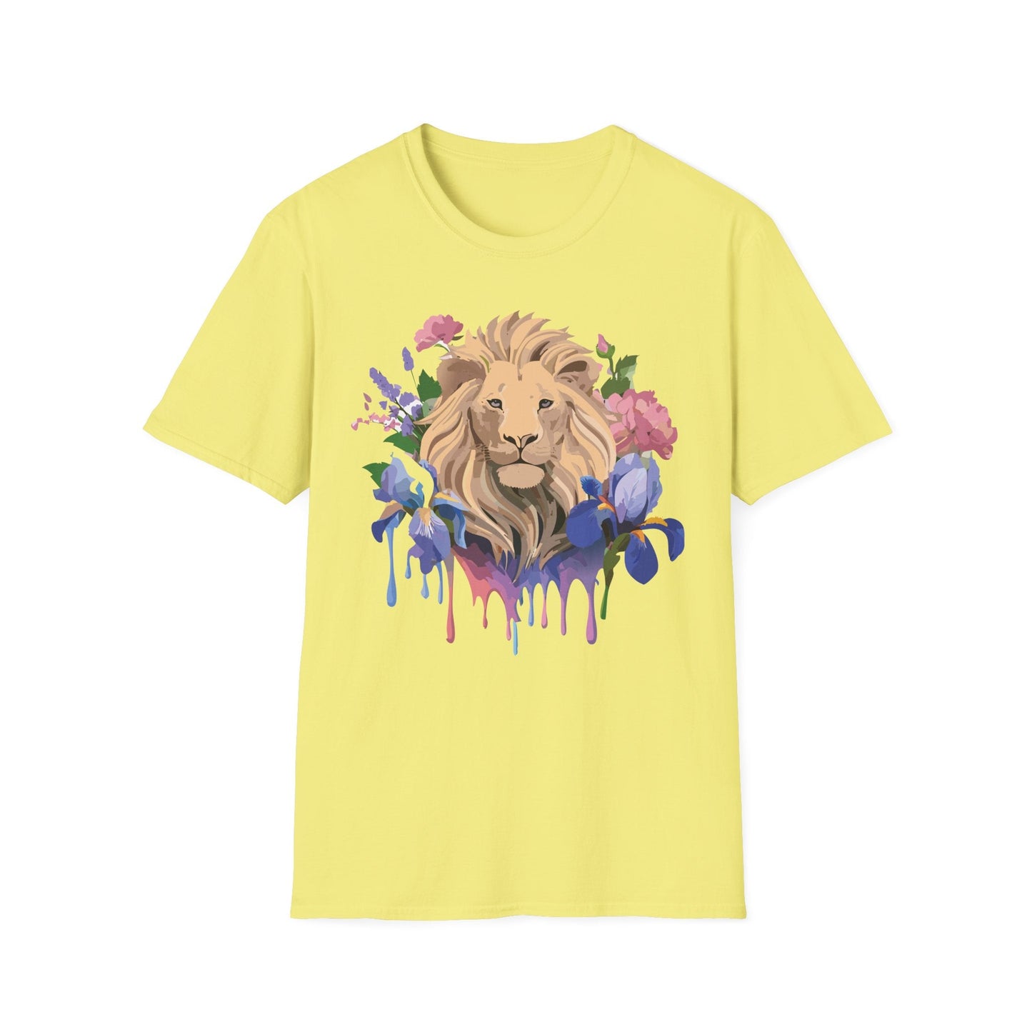 Unisex Softstyle Lion Shirt Floral Lion Tee Animal Print Graphic Tee