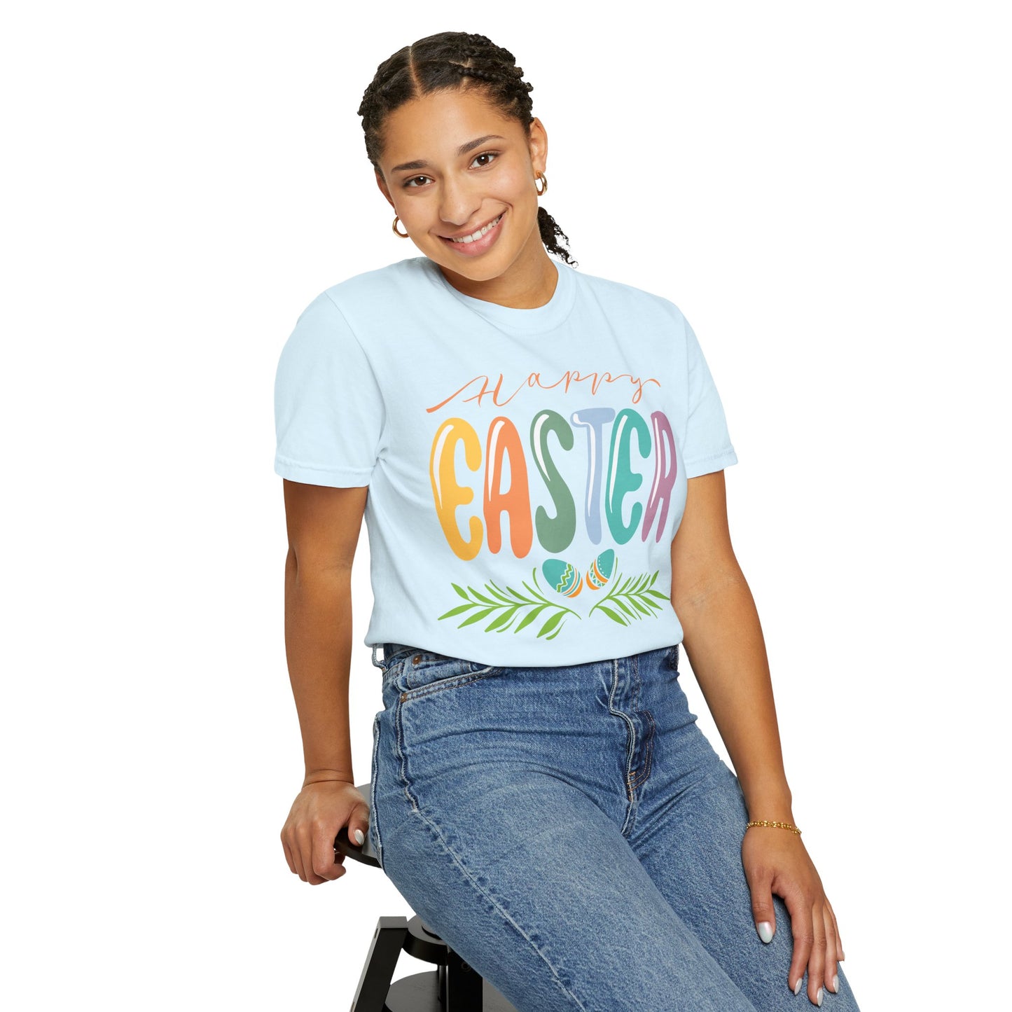 Happy Easter T-Shirt, Tee Shirt with Easter Signature, T Shirt with Easter Prints, Tee Shirt with Easter Design
