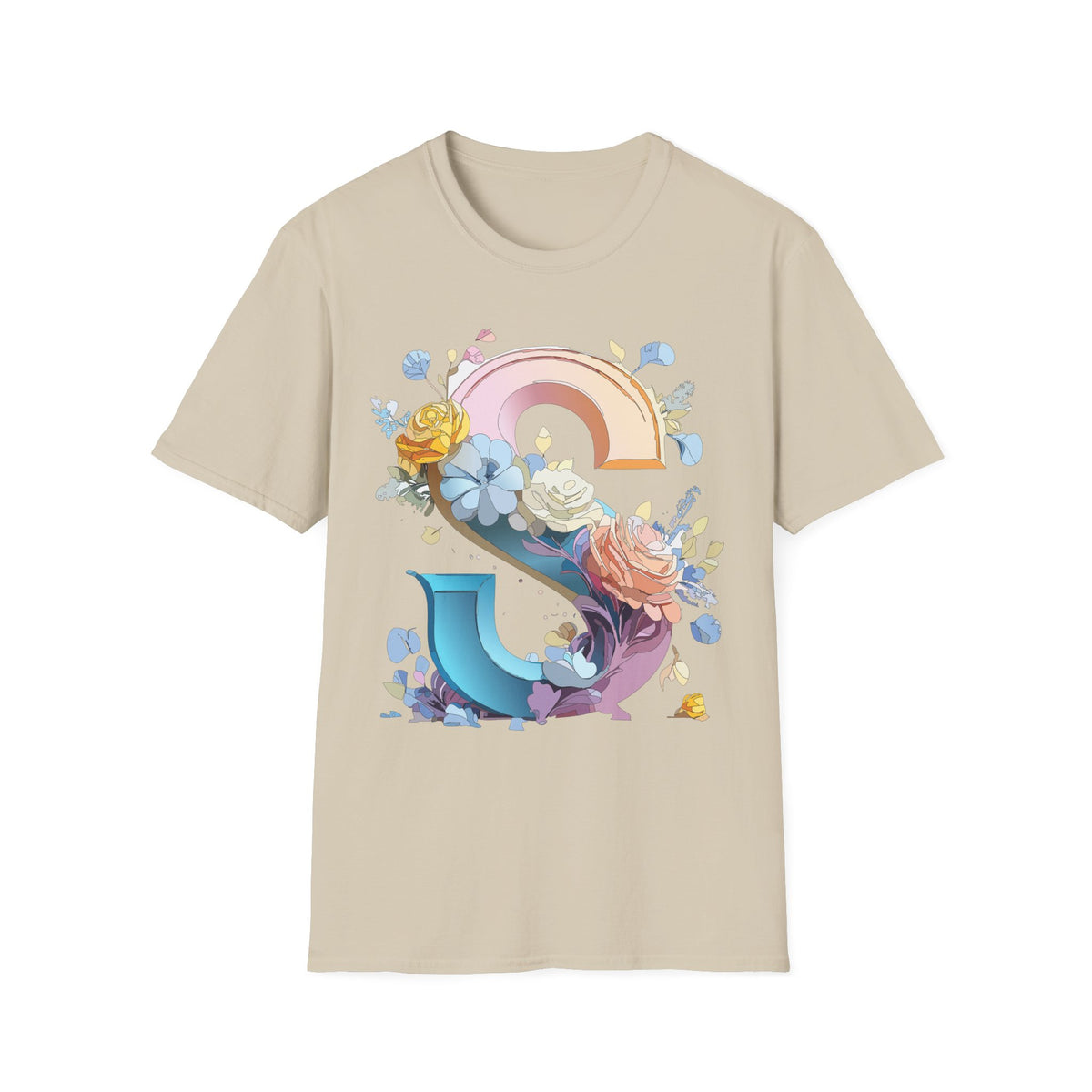 Floral Rainbow Letter S T-Shirt | Floral Initial Tee