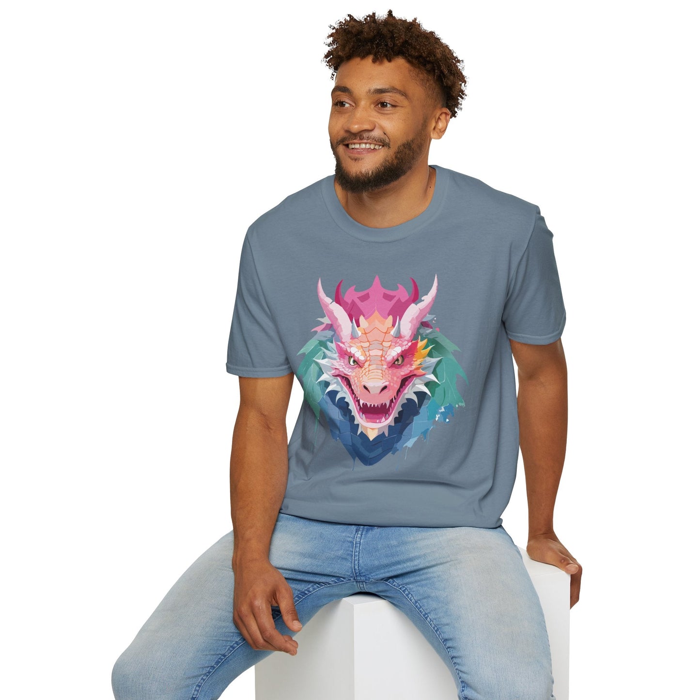 Dragon Graphic Unisex Cotton Softstyle Art Design Tee With Animals 28