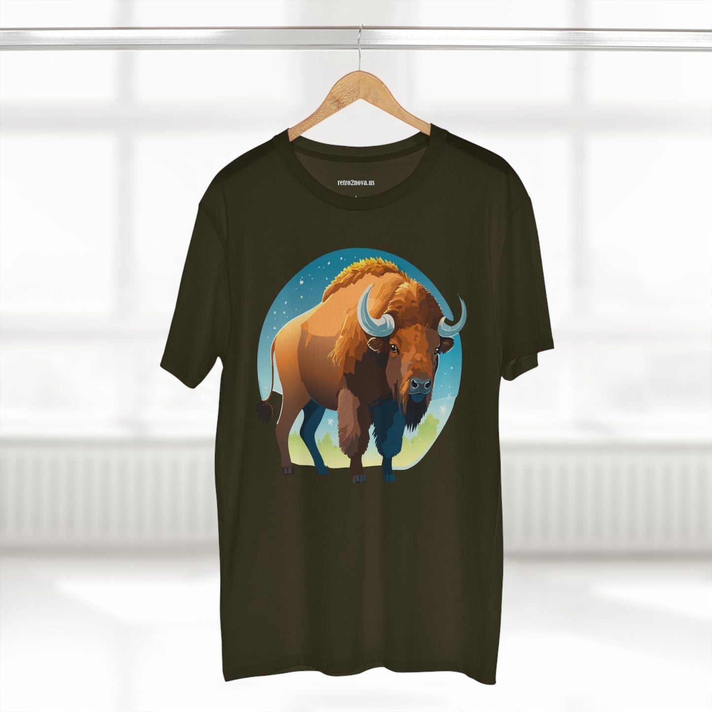 Unisex Premium Cotton Tee With Original Bison Art Design From Retro2Nova Art Collection Soft Breathable Everyday Comfort