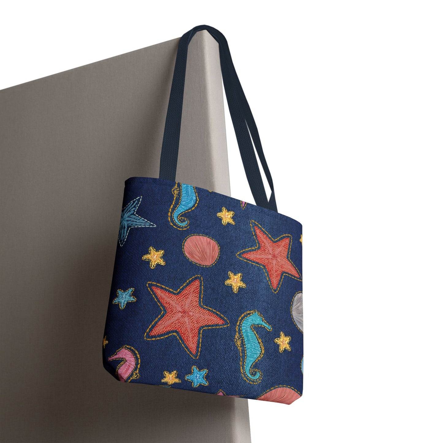 Denim Fabric Imitation Print Unisex Canvas Bag Poly Spun 3 Sizes Tote Bag 182-20