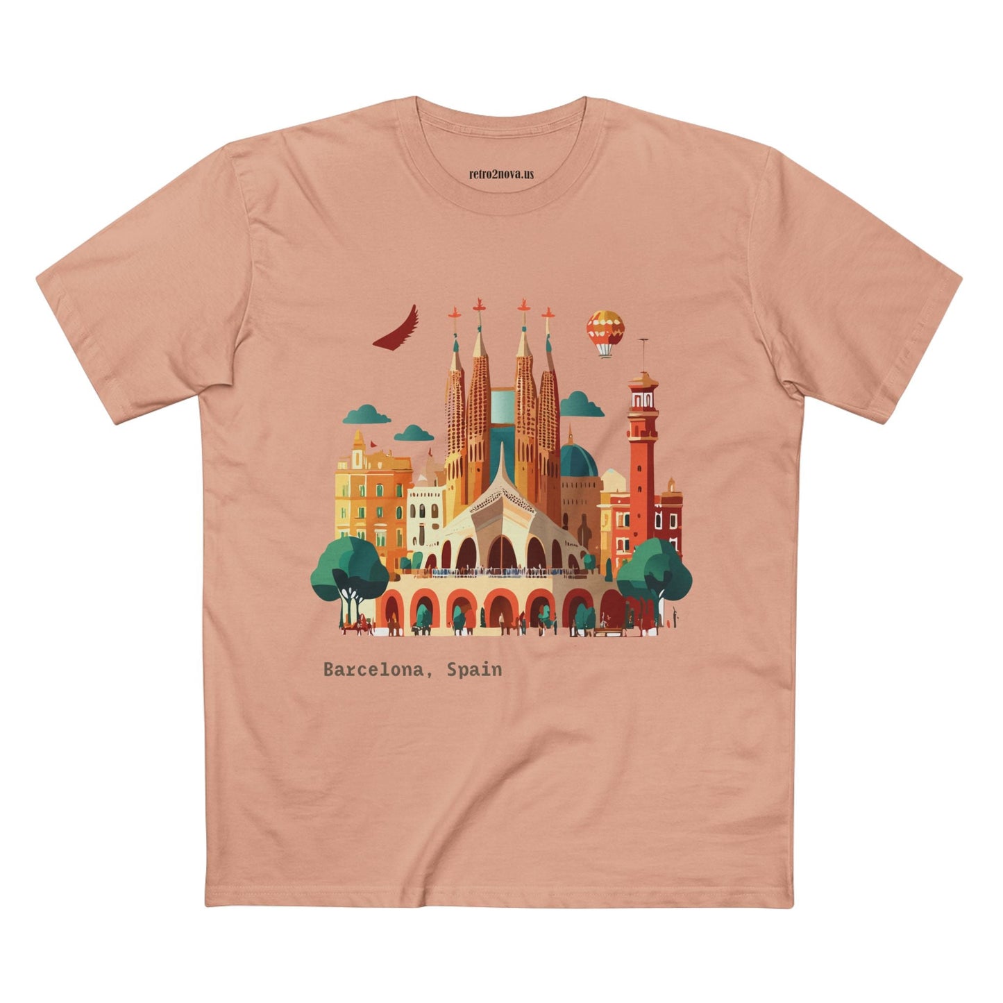 Barcelona Travel Shirt Unisex Cotton Art Tee Retro2Nova Premium Quality Original Art Design