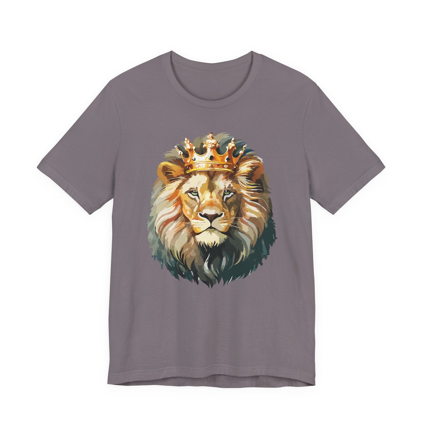Lion with Crown Tee Unisex Cotton T-Shirt Regal King Lion Illustration, Wildlife Graphic Shirt - 1