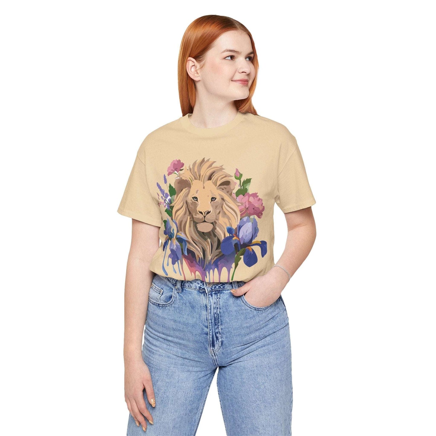 Adelpha Lion Shirt Unisex Graphic Tee Short Sleeve Vintage Style Lion Design Artwork